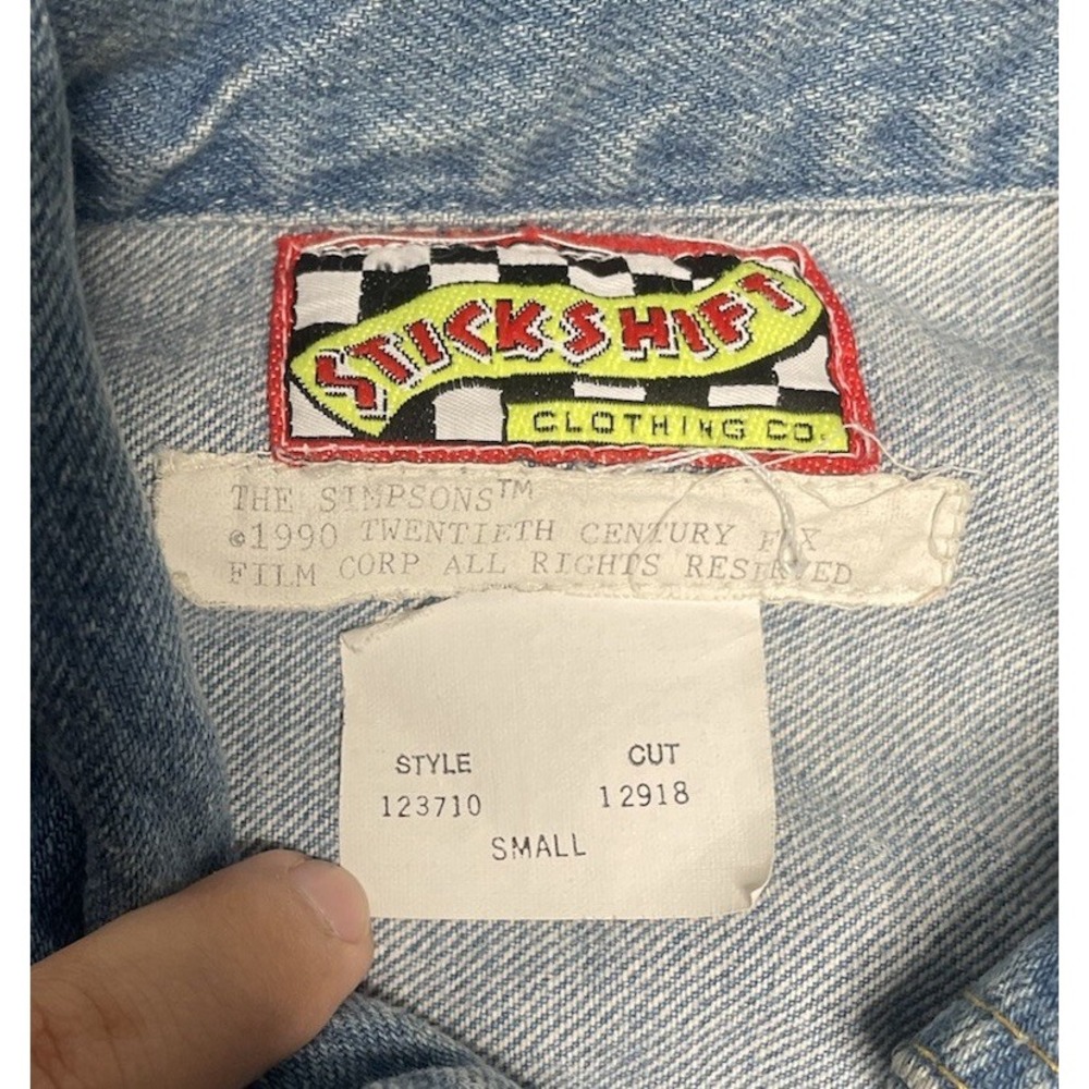 RARE Vintage 90s Stickshift‎ Bart Simpson The Simpsons Blue Denim Jacket Mens S - Picture 6 of 16